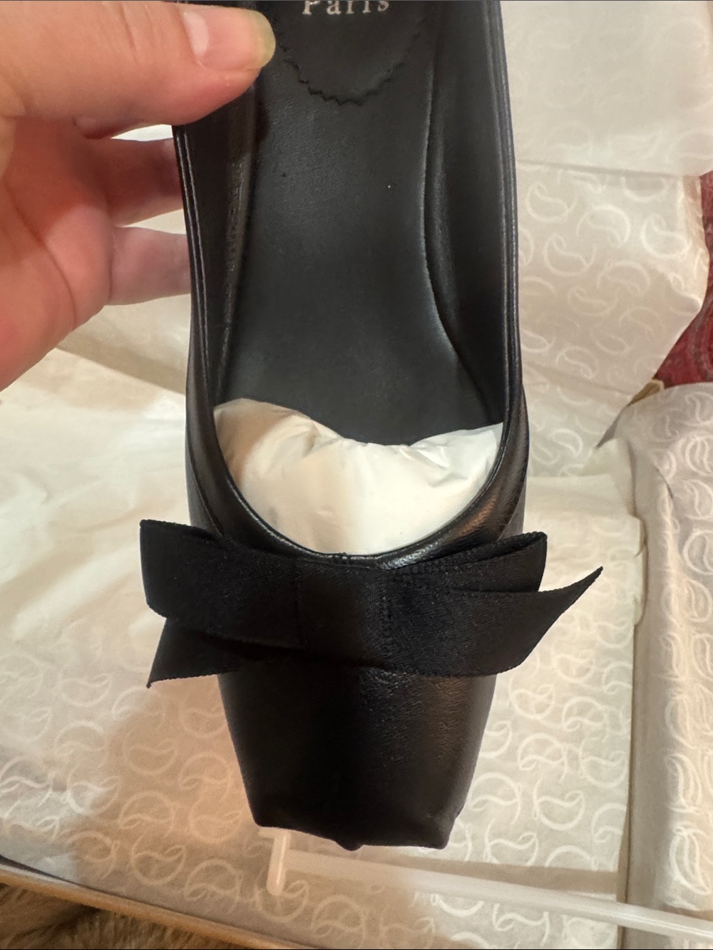 Christian Louboutin/Black Leather Bow Ballet 30mm pumps/“Mamaflirt”/US 7/NIB!!!! - Picture 12 of 16